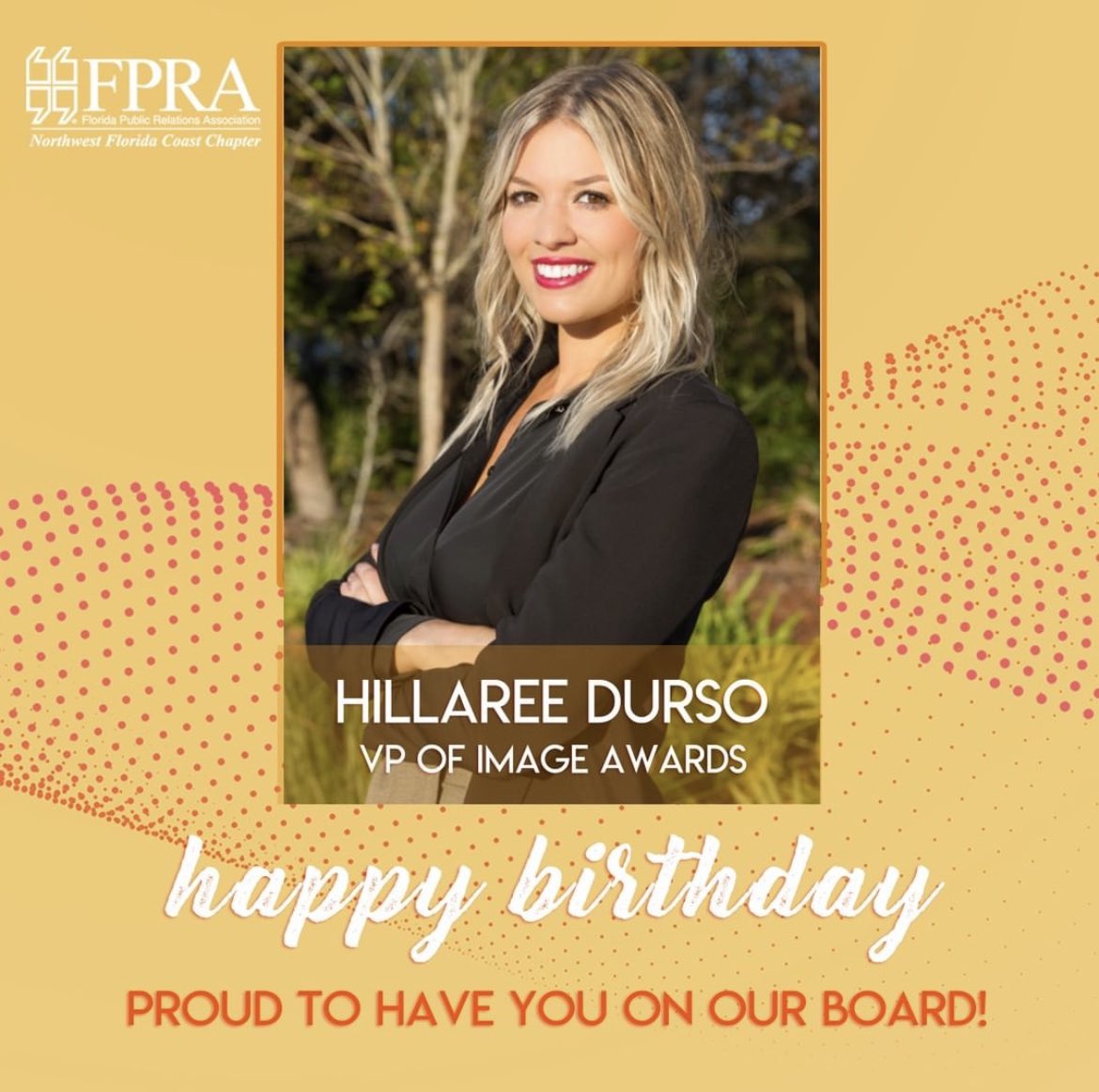 fpranwfl's tweet photo. Happy Birthday, Hillaree of @FrancesRoyTeam. Hillaree serves as our VP of Image awards for @fpranwfl! 

#transformfpra https://t.co/yJfxVZf3Af