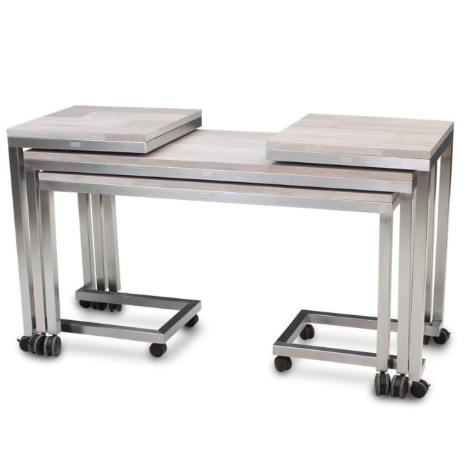 Versatility that stores in plain site - the Forbes Industries Space-Saving Linenless Nesting Tables offer a two-thirds space-savings for each set. 
hubs.ly/Q0166w_P0
