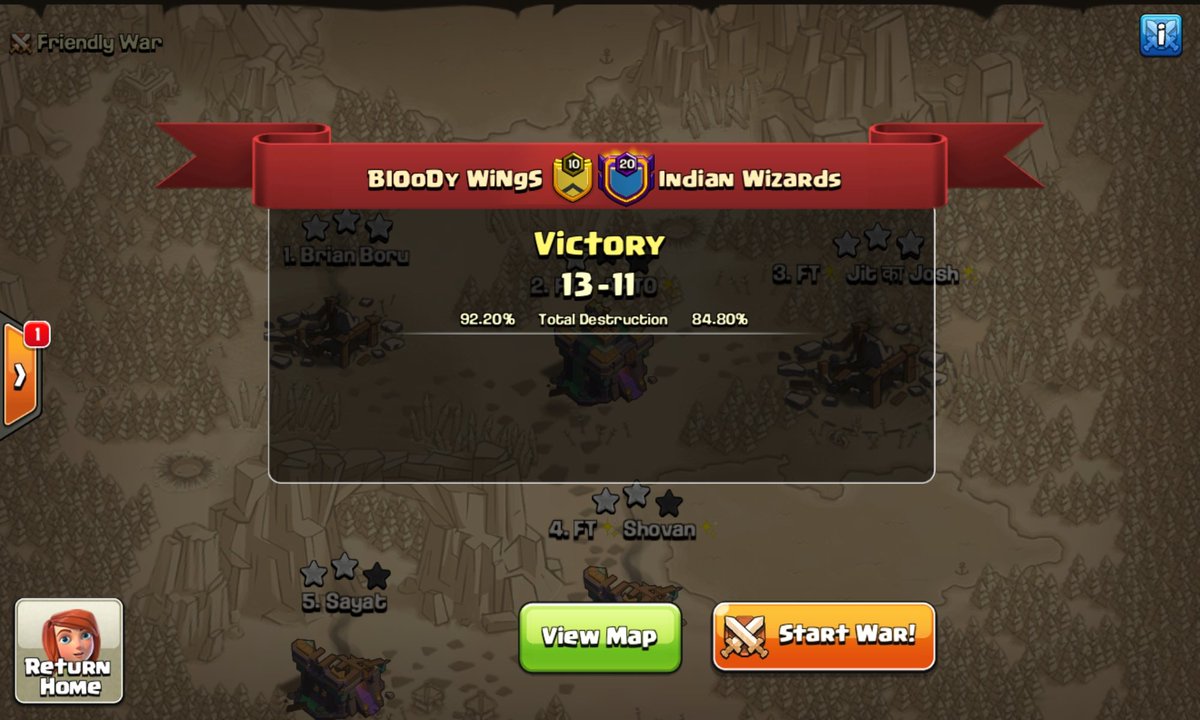 JoshCocIndia's tweet photo. Nice war guys 💪🏆
First win of the season in WCL S9
Trips by Brian(⭐⭐⭐)🇮🇪, Shovan(⭐⭐⭐)🇮🇳 , Arto(⭐⭐⭐)🇮🇳
Bad luck for King Sayat 😅🇧🇩
#OWin #ClashOfClans https://t.co/NaksMVbwBP