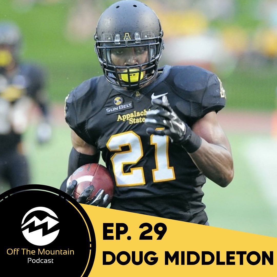 OffTheMtn's tweet photo. New Episode! @21DM_ERA caught up with us to talk about his not so certain journey to @AppState_FB and his @nfl journey. We also learn about the ways Doug is leading the charge for Mental Health and making his mark Off The Mountain. Find it anywhere you listen to podcasts. Enjoy! https://t.co/5jllH7aXvT