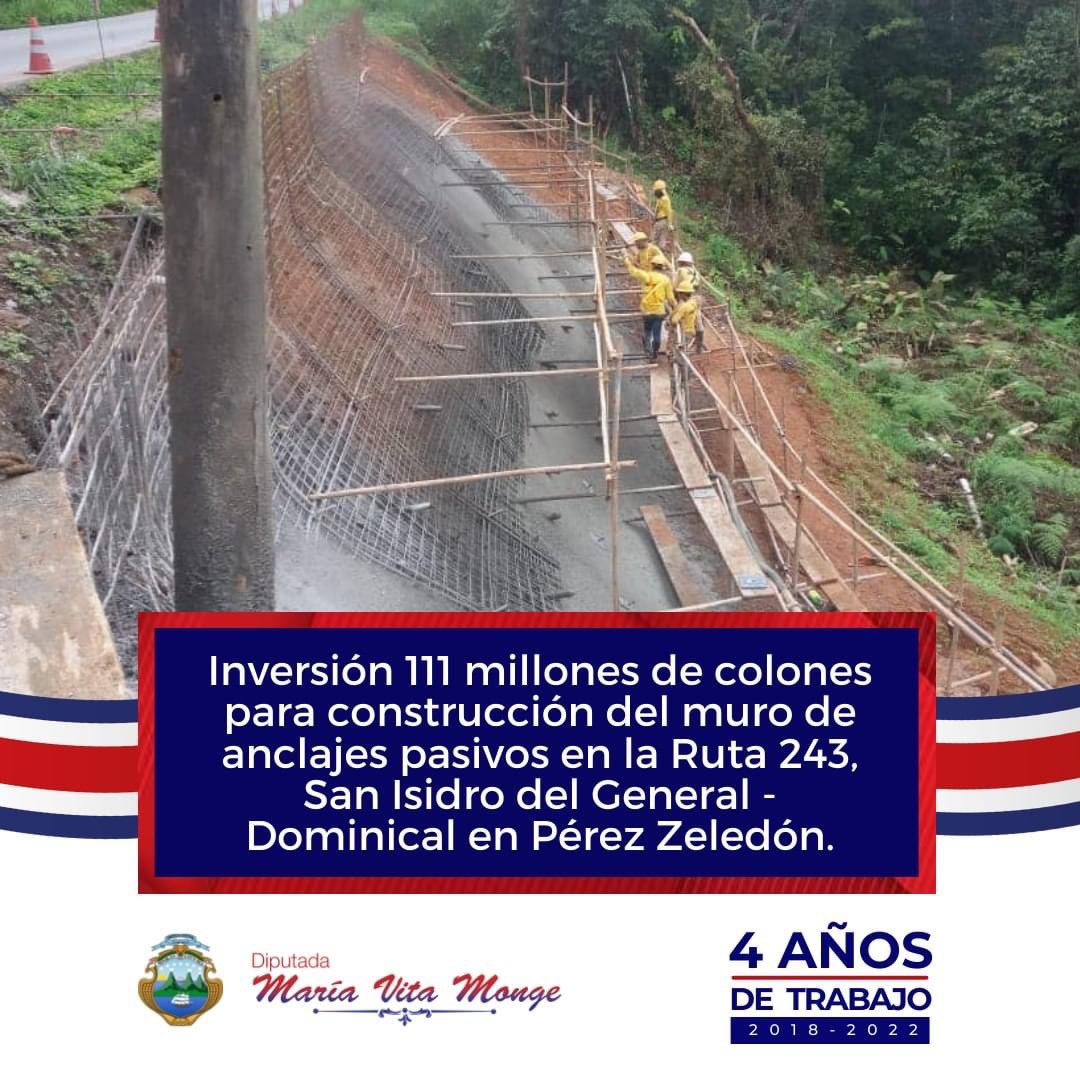 #RendiciónDeCuentas En julio de 2020, se articuló construcción de muros de contención en ruta 243, San Isidro - Dominical en PZ para evitar que, por época lluviosa, el tránsito se viera afectado. Agradezco al Mopt, gobierno y Conavi por disposición de trabajar por el cantón.