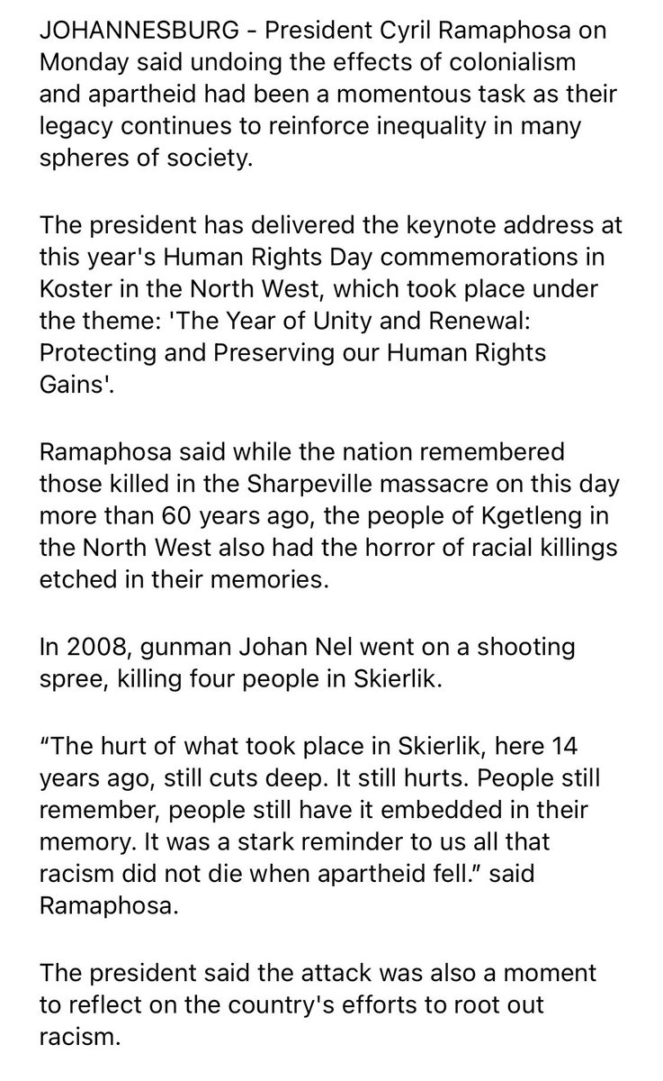rodcampsbay's tweet photo. Whilst you are reflecting on racism President Ramaphosa, perhaps you might include the Magoo bar and the St James Church massacre.  You cannot deflect the incompetence and plundering of your own party by digging up our tragic and violent past. Get your house in order. https://t.co/MZnk4lD75g
