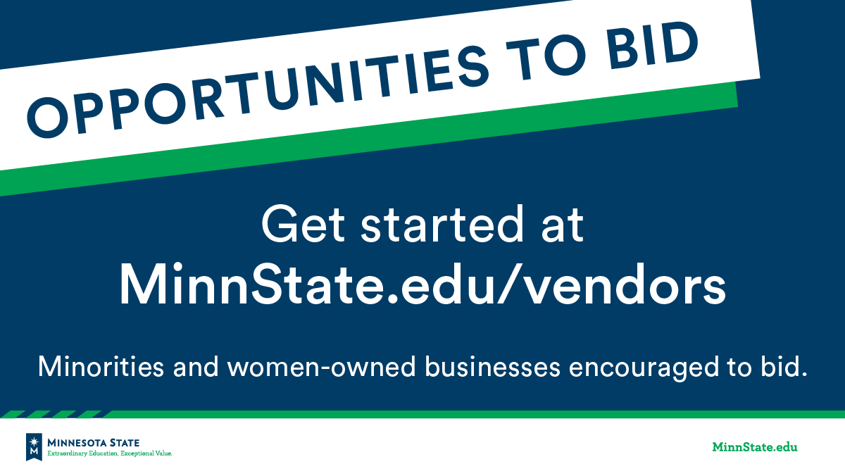 MinnStateProc's tweet photo. New bid opportunities to work with Minnesota State have just been posted. Check them out: https://t.co/ODXle6QU4I @MinnStateEdu #bidopportunities https://t.co/NfWmCa9FBh