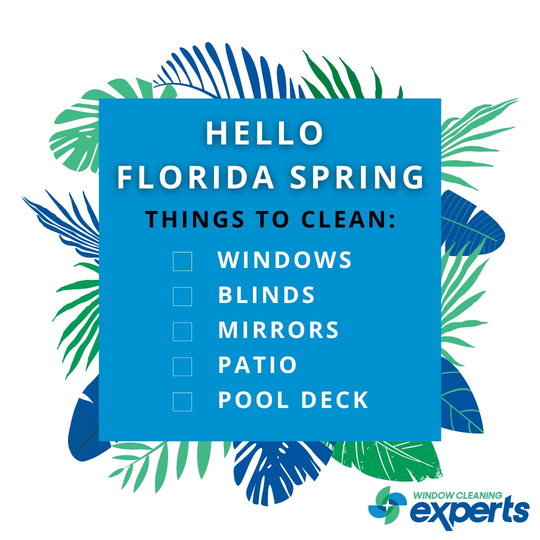 Happy first day of spring: Florida edition 😎

We might not notice as much of a change in the weather, but we still have to do our spring cleaning! Call our team if you have a cleaning to-do list.

#FloridaSpring #WindowCleaningExperts #ShowOffYourHome