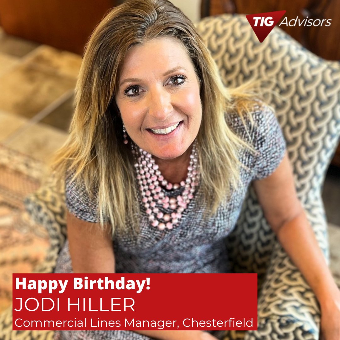 TIGadvisors's tweet photo. 🎉Happy birthday to Jodi Hiller!
Jodi is our Commercial Lines Manager based out of our Chesterfield, MO location and is committed to each of her team members and clients. She brings such joy and enthusiasm to her role and we are so glad you're a part of #TeamTIG!
#Celebrate https://t.co/Fai61CUNFG