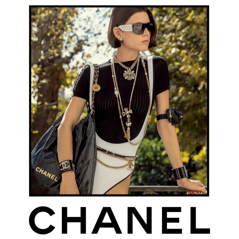 Chanel Spring Summer 2022 campaign ad photo shoot with Vivienne Rohner ( Model), Inez van Lamsweerde, V…
