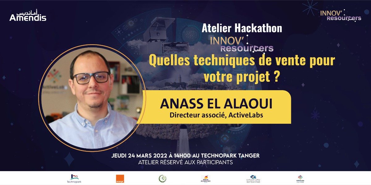 AmendisOfficiel's tweet photo. 📌#Exclusive aux participants d'#InnovResourcers
➡2ème atelier sera animé par Anass El Alaoui Directeur associé, #ActiveLabs pour présenter les méthodes et techniques de vente permettant de garantir la visibilité des projets des jeunes talents sur le marché👍
#HackathonByAmendis https://t.co/DVtktkzkRc