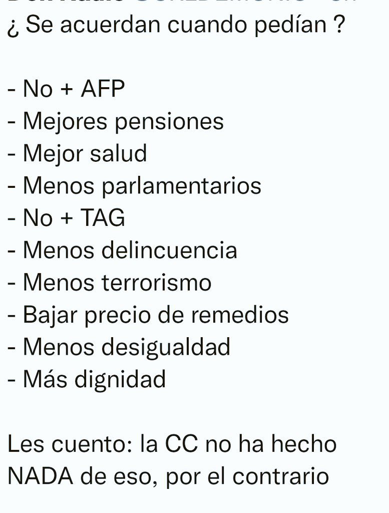 Haber, se acuerdan cuando pedíamos muchas de estas cosas. Bueno le cuento, hoy más que nunca tenemos que hacer presión a este nuevo gobierno ya que dijeron que ivan a gobernar para el pueblo? Entonces hacer uso de todas estas peticiones nuevamente.