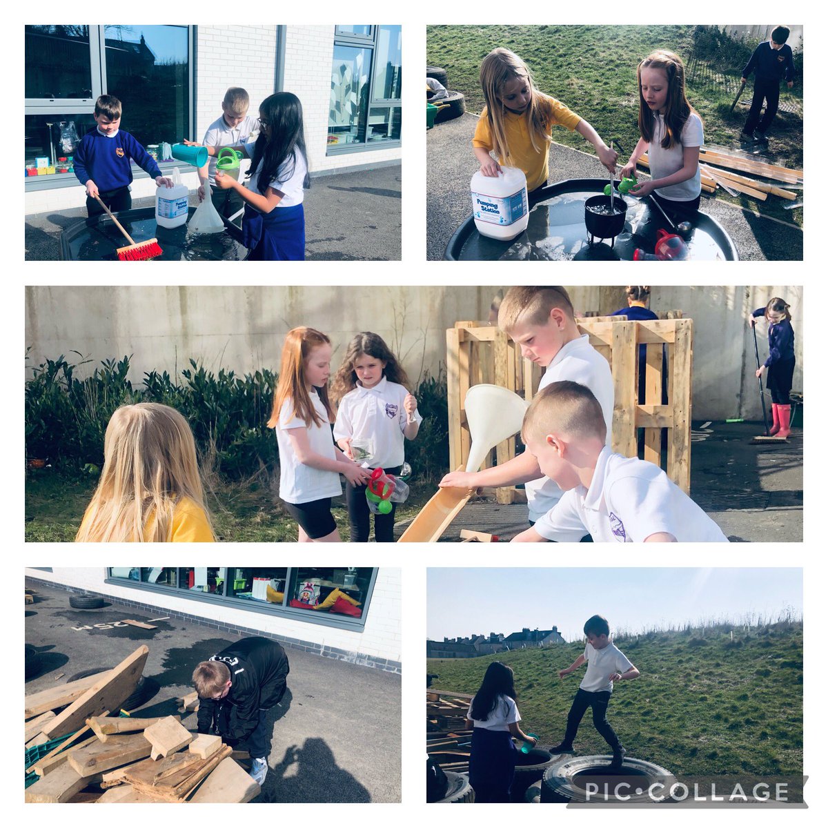 TollbraePS's tweet photo. What a glorious day for some loose parts play😎#base6 #co-operation skills #muddywaterplay https://t.co/7Su01ztyzm
