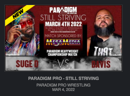 ParadigmProWres's tweet photo. We've got FOUR great new shows available to watch now on @indiewrestling:
#PPWStriving - @SugarDunkerton v @JonDavis817
#PPWIndiana - @FilthyTomLawlor v @DustintapsUout
#PPW237 - @RonMathis13 v @BobbyBeverly
#PPWStrokes - @mwterritory Benefit Show
Stream them now! https://t.co/JGzh8NtEc4