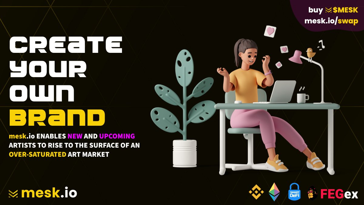 mesk.io will give people the opportunity to start their own brand or store right from our DApp and start taking payments in #crypto instantly.

Use our social integration and growing community to expand your brand to all 4 corners of the globe.

#NFT #SmartDeFi