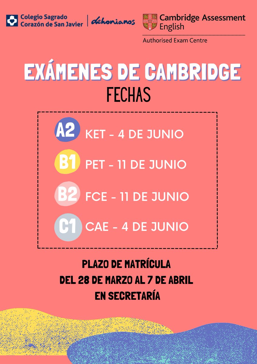 🗨️ Como centro examinador de la Universidad de Cambridge, os informamos de la apertura del plazo de inscripción para los exámenes oficiales. 🇬🇧
#somosdehonianos #examenescambridge #centroexaminadorcambridge