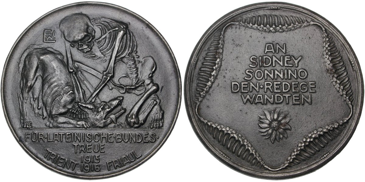 numismagram's tweet photo. Here's a rather imposing and chilling cast iron #WWI medal from Eberbach's famous "#Totentanz" (Dance of Death) series... ➡️$1,985⬅️ https://t.co/lbHqsQAcvA #numismatics #exonumia #medallicart #skeleton https://t.co/G9LbpAHTQP