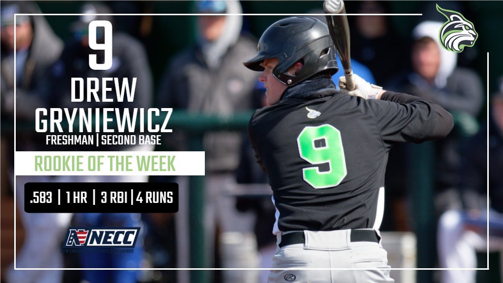 Freshman Drew Gryniewicz takes home his 2nd Rookie of the Week honors this week after another massive week, including slugging his 1st career home run!