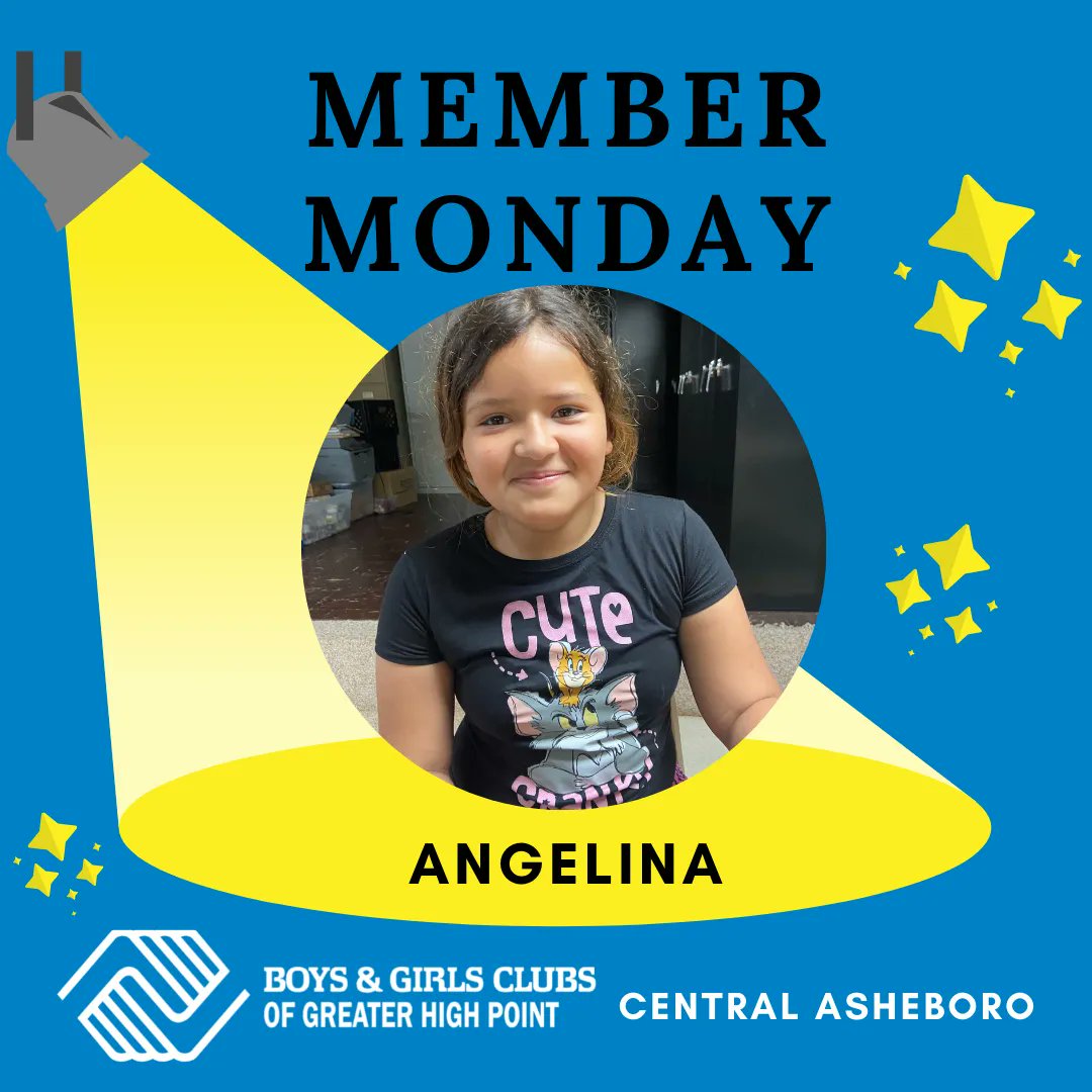 Meet Angelina, a new member of our Central Asheboro club! Angelina has been going to the Asheboro site for 2 months. Angelina says the best thing about her site, is her staff!  "They are what makes this club special for me". 
#GreatFuturesStartHere
#MemberMonday