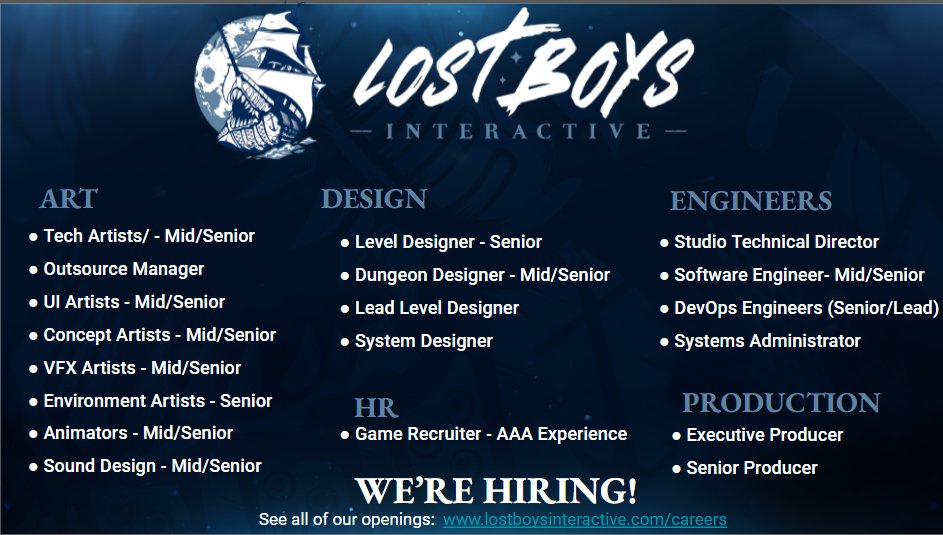 What a great few weeks at Lost Boys Interactive. We recently passed our 200 employee milestone and we're just getting started! We'd love to talk to you about why it's a great time to create at Lost Boys Interactive!
#remotegamejobs #gamejobs #gamedevjobs #aaagames