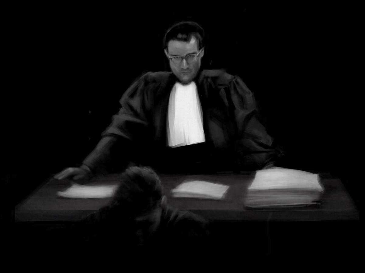 New court drawing: <a href="/OmarSOUIDI/">Omar SOUIDI</a>, klaar om zijn cliënt te verdedigen. Gebaseerd zijn passage in Justice For All ⚖️
