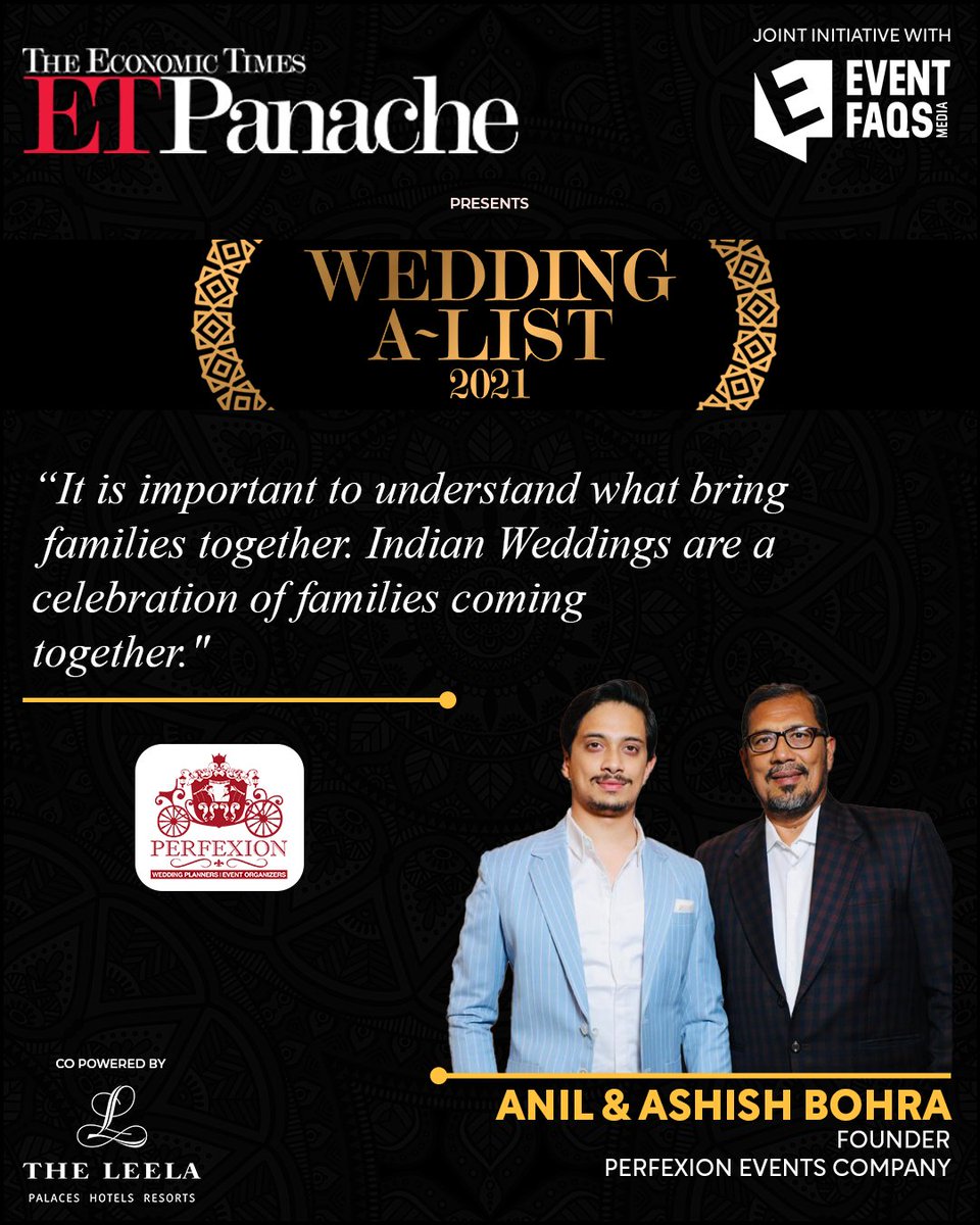 EVENTFAQS's tweet image. They are high octane individuals, delivering a lifelong memorable experience always.
.
.
#Eventfaqs #ETPanache #Leelahotels #theleeladelhi #vistara #iskra #scoopevents #modernstageservice #izhaar #talentmanagement #wethrive #nautanki #WeddingAList #WeddingPlanner #IndianWeddings