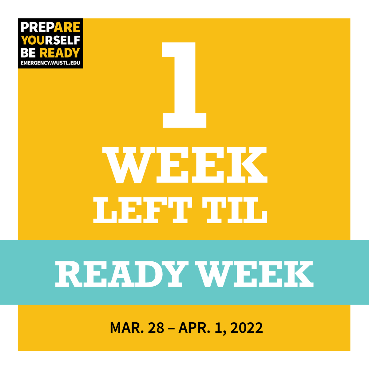 WashUReady's tweet photo. #ReadyWeek is just ONE WEEK away! π¨ With giveaways, a bleeding control training and a Storm Spotter class, it's sure to be one our best events yet. Learn more at https://t.co/7gmn2q1yIJ https://t.co/pC0AvY2t0X