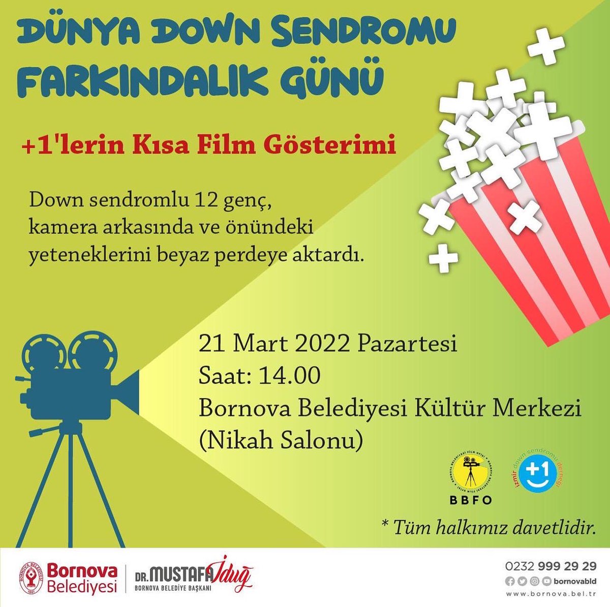 #İzmirKentKonseyi Engelli Meclisi olarak, #DünyaDownSendromuFarkındalıkGünü kapsamında, <a href="/bornovabld/">Bornova Belediyesi</a> ve İzmir Down Sendromu Derneğinin ortaklaşa düzenlediği "+1'lerin Kısa Film Gösterimi" etkinliğine katıldık.
Yeteneklerinizin ve hayata kattığınız +1 değerin farkındayız. 👏👏👏