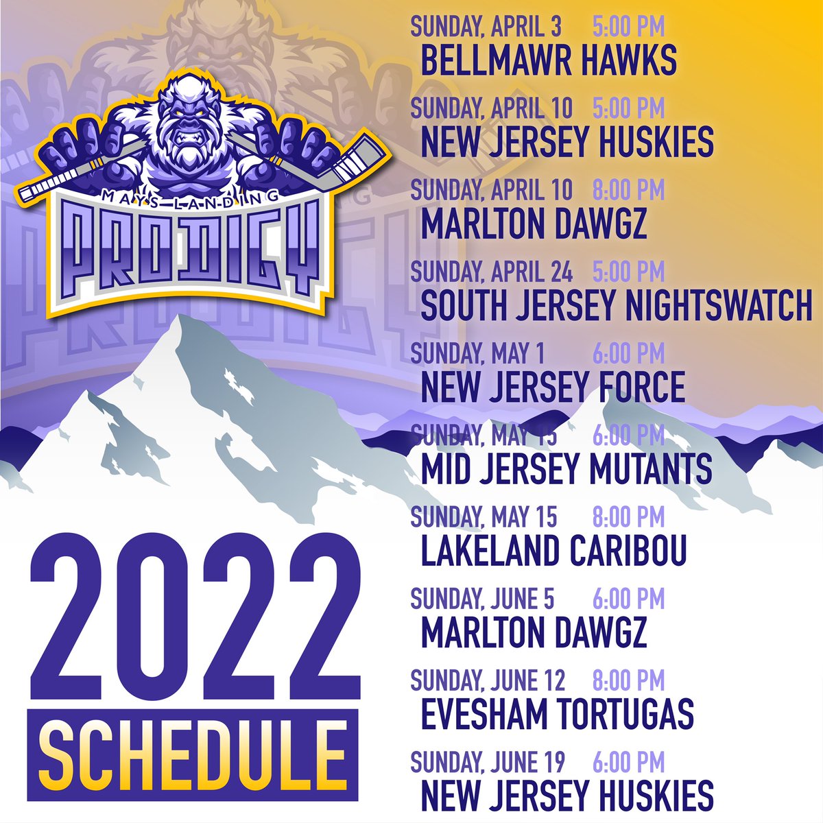 Mays Landing Prodigy Tier 1 schedule 👇