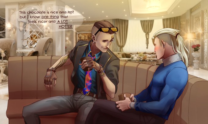 Chamber is a naughty man >:3c

A collab with @Symphonicpyro, my line, their color. Just us wanted to draw one of our fav ships :D
#ValorantArt 