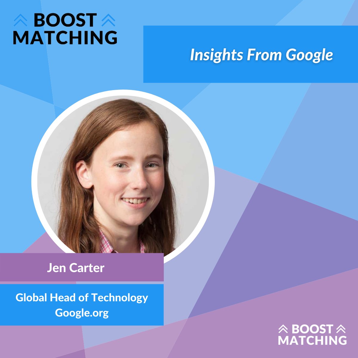 BoostMatching's tweet image. Thrilled to welcome @Googleorg's Jen Carter as a speaker at our conference!
Google’s behavioral economics team studies how small changes in program design can have big impacts on choice. Jen will share how her team has leveraged that knowledge to increase employee engagement.