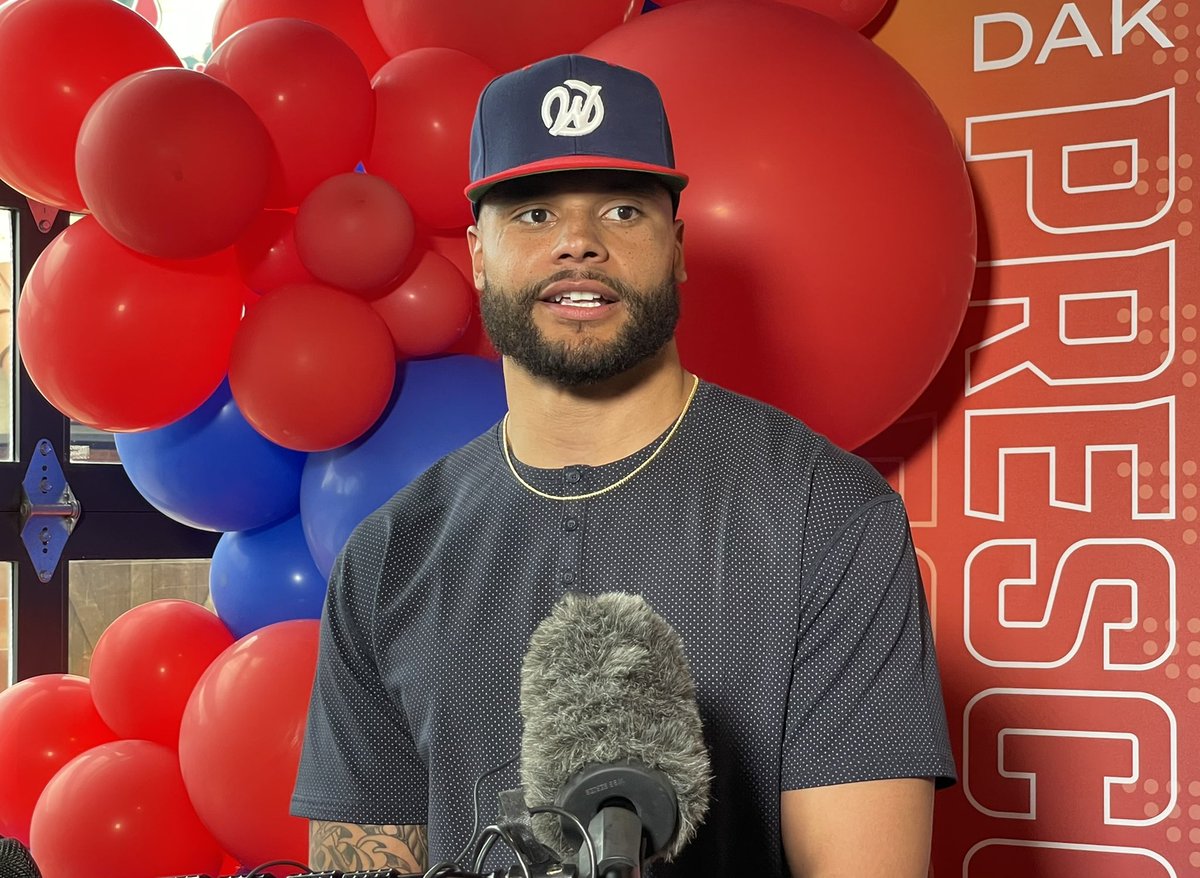 jonmachota's tweet photo. Dak Prescott is at a ribbon-cutting at a re-opening of a Walk-On’s restaurant in Irving, Texas. 

Kid yells: “Dak, we’re winning the Super Bowl this year!”

Dak: “Damn right.” https://t.co/ipuKl0m3Gl