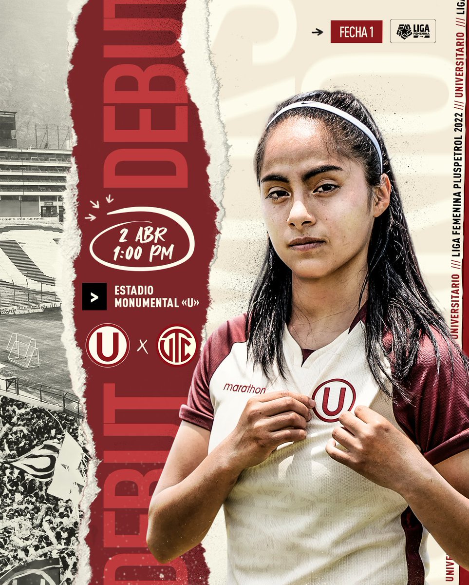 ¡NUESTRO DEBUT OFICIAL SERÁ EN CASA POR PRIMERA VEZ EN LA HISTORIA! 🏟️ 🙌

VAMOS CON TODO, «LEONAS». 💪 

⚽ Universitario vs. Club UTC
🏆 Liga Femenina PlusPetrol
📌 Fecha 1
🗓 Sábado 2 de abril
⏰ 1:00 p.m.
🏟 Estadio Monumental
📺 Movistar Deportes
📲 #UxUTC

#YdaleU
