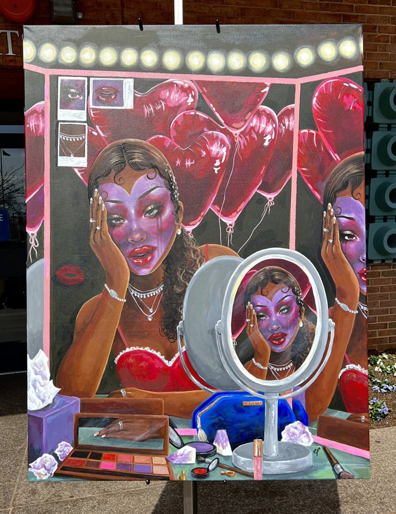 Ellielindsey0's tweet image. Finished my new painting last week, one of my faves that I’ve done so far. ✨❣️Would appreciate any and all love you’re willing to show my artwork on this bird app 🥺