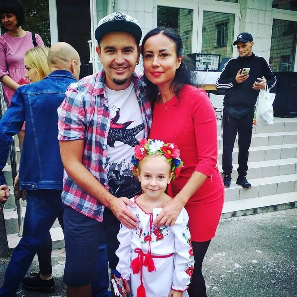 Amelia's parents had stayed in Kyiv while she travelled across the border with her brother to their grandmother’s home in Poland after spending six nights in a bomb shelter.

She was reunited with her mother last Thursday but her father, Roman (left), has remained in the capital