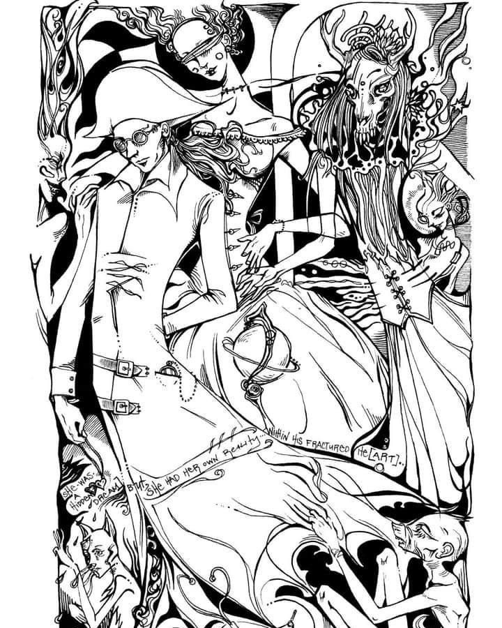 #throwbackart ~ 'the monstrosities of Love/the love of Monstrosities'

#art #cranialmoondesigns #MonsterMonday #creaturefeature #frankenstein #illustration #ArtistOnTwitter #artwork #ink #drawing