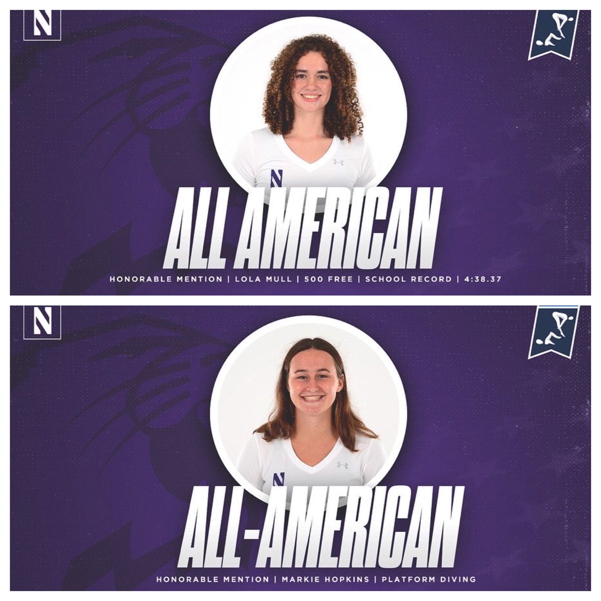 NUSwimDive's tweet photo. In case you missed it. Your Wildcat Women finish NCAAs with 3 All Americans, 2 Honorable Mention All Americans, &amp; 2 Honorable Mention All American Relays. A Top 20 finish, and a record breaking 11 School Records broken over the course of the season #b1gcats https://t.co/ySYqllJr8b