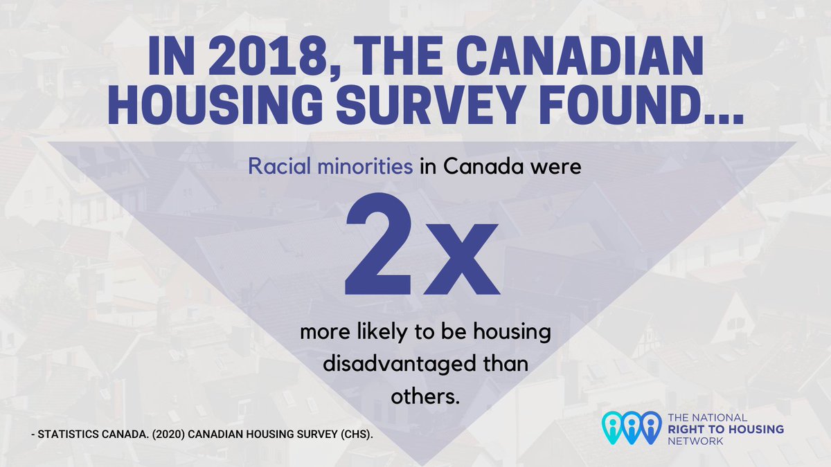Racialized people experience disproportionate levels of core housing need due to inequity + systemic discrimination.

Read more on making 🇨🇦's policies inclusive by using a #right2housing approach: housingrights.ca/the-right-to-h…

#InternationalDayfortheEliminationofRacialDiscrimination