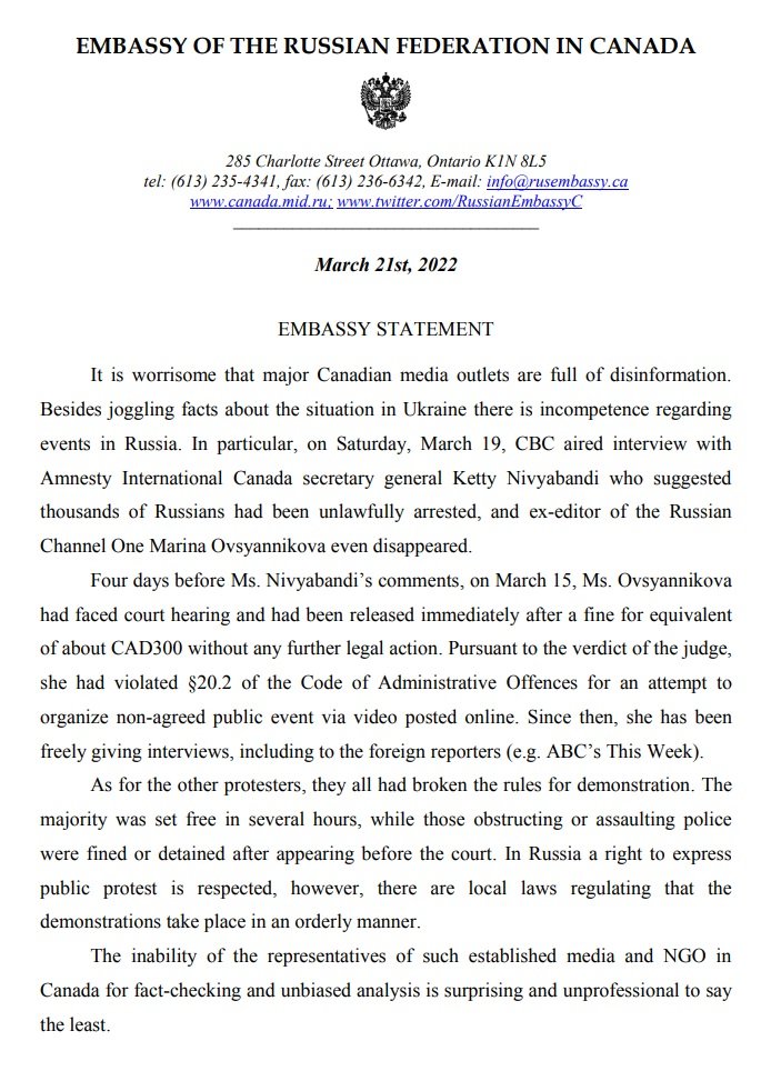 RussianEmbassyC's tweet image. ❗Embassy Statement