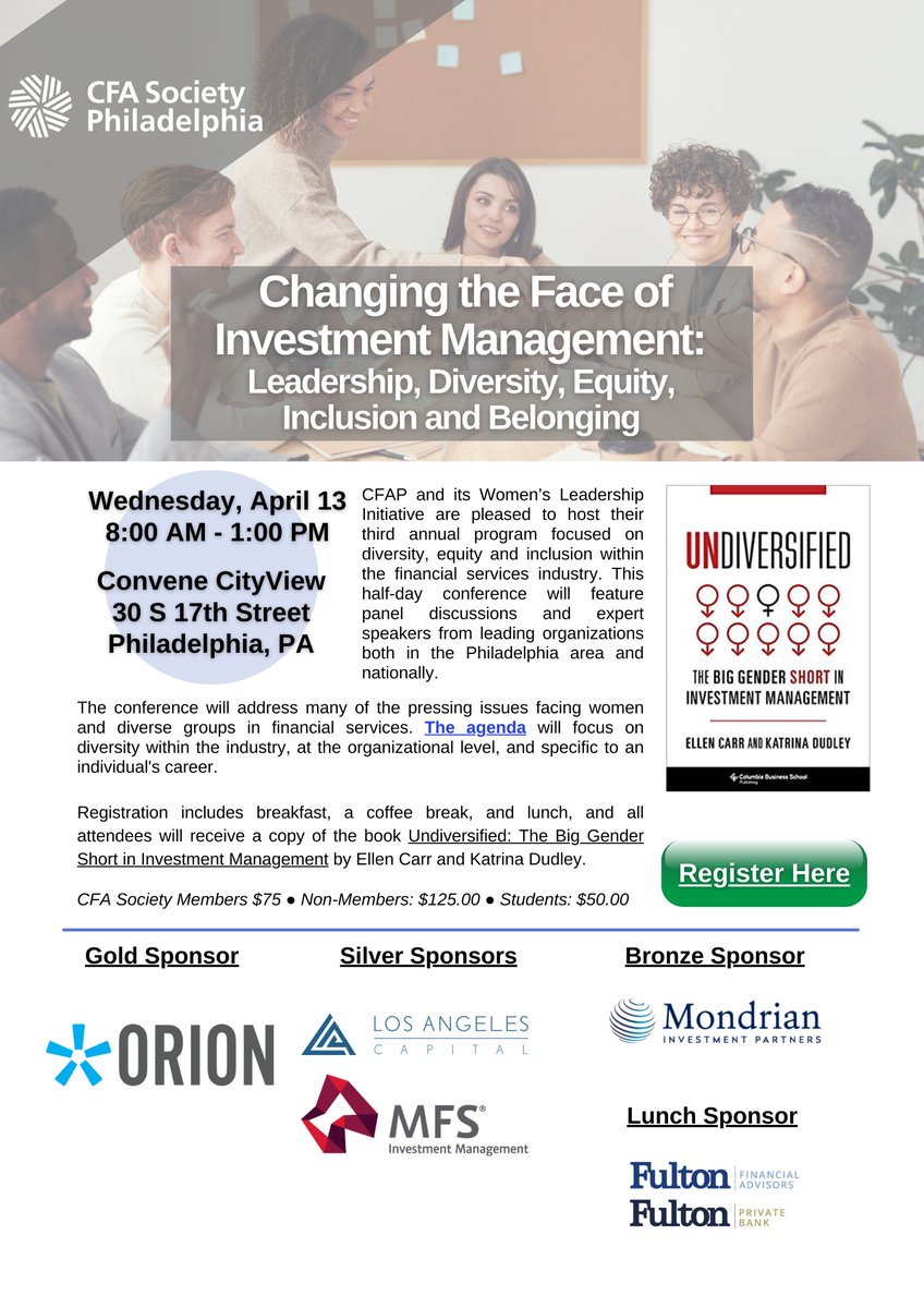 CFAP and its Women's Advisory Committee are pleased to host their 3rd annual program focused on diversity, equity and inclusion within the financial services industry. 

Click here to register: events.r20.constantcontact.com/register/event…

Click here to view the agenda:
r20.rs6.net/tn.jsp?f=001Yq…