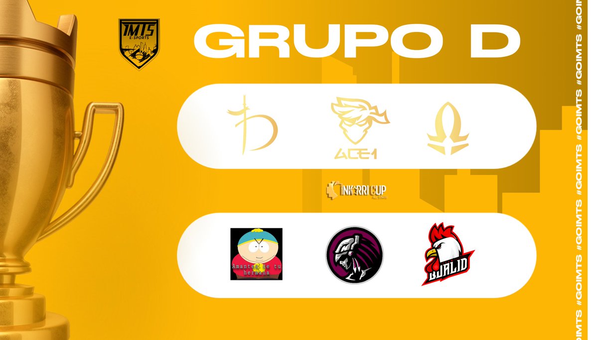 IMTS eSports (@imtsesports) on Twitter photo Vai começar mais uma <a href="/Inkarri_Cup/">Inkarri Cup - All Stars</a> .
O que achou do GRUPO D?
Quais destas 7 equipes vocês acham que sairão classificadas?
Deixe sua opinião.
#GoIMTS. Vai começar mais uma <a href="/Inkarri_Cup/">Inkarri Cup - All Stars</a> .
O que achou do GRUPO D?
Quais destas 7 equipes vocês acham que sairão classificadas?
Deixe sua opinião.
#GoIMTS.