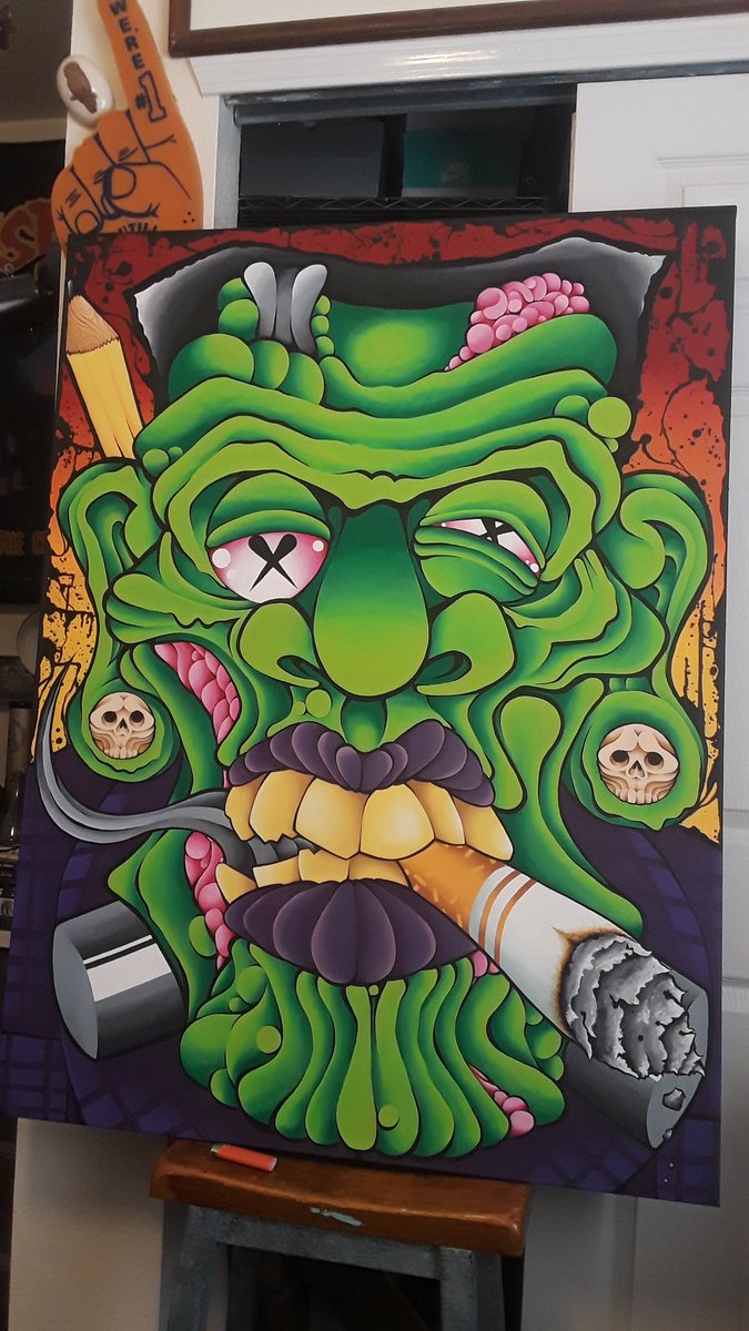 FoolishFool91's tweet photo. What up fuckers this is a Canvas I live painted last halloween #FoolishFool91 https://t.co/GAFeVkkjEi