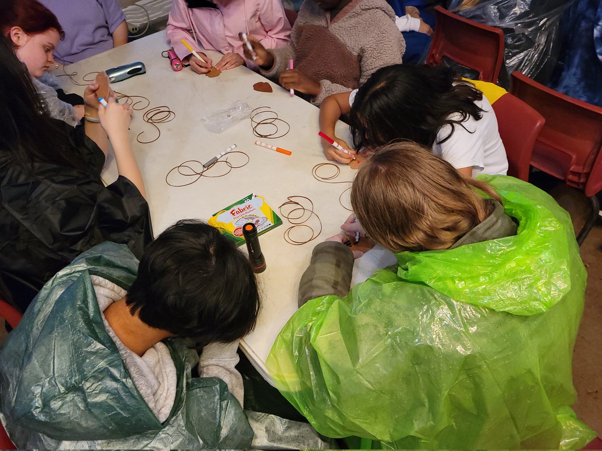 Arts and crafts before dinner.  <a href="/hms_hawks/">Highland MS</a> are decorating their trail badges #HMSGoddard2022