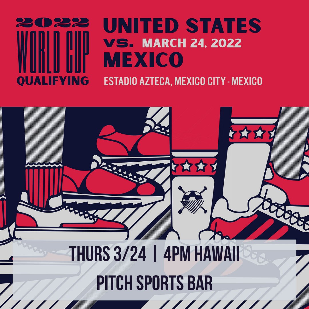 AOHonolulu's tweet photo. IT. IS. TIME.

Need we say more? It's the US, it's Mexico. World Cup Qualifying is at stake!

Join us at Pitch Sports Bar this Thursday, 4pm kick off! https://t.co/xX80Ov1RV2