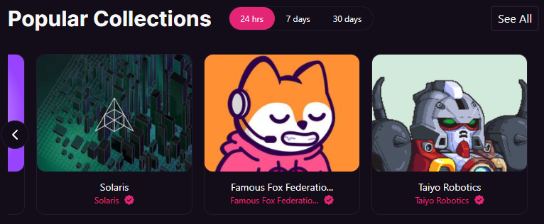 Solaris has hit the front page of <a href="/MagicEden/">Magic Eden 🪄</a>!

✅ Utility delivered before the mint
✅ Experienced developers with a proven record
✅ Enthusiastic and committed community

The journey wasn't easy, but we're here and ready to continue building! 🏗️