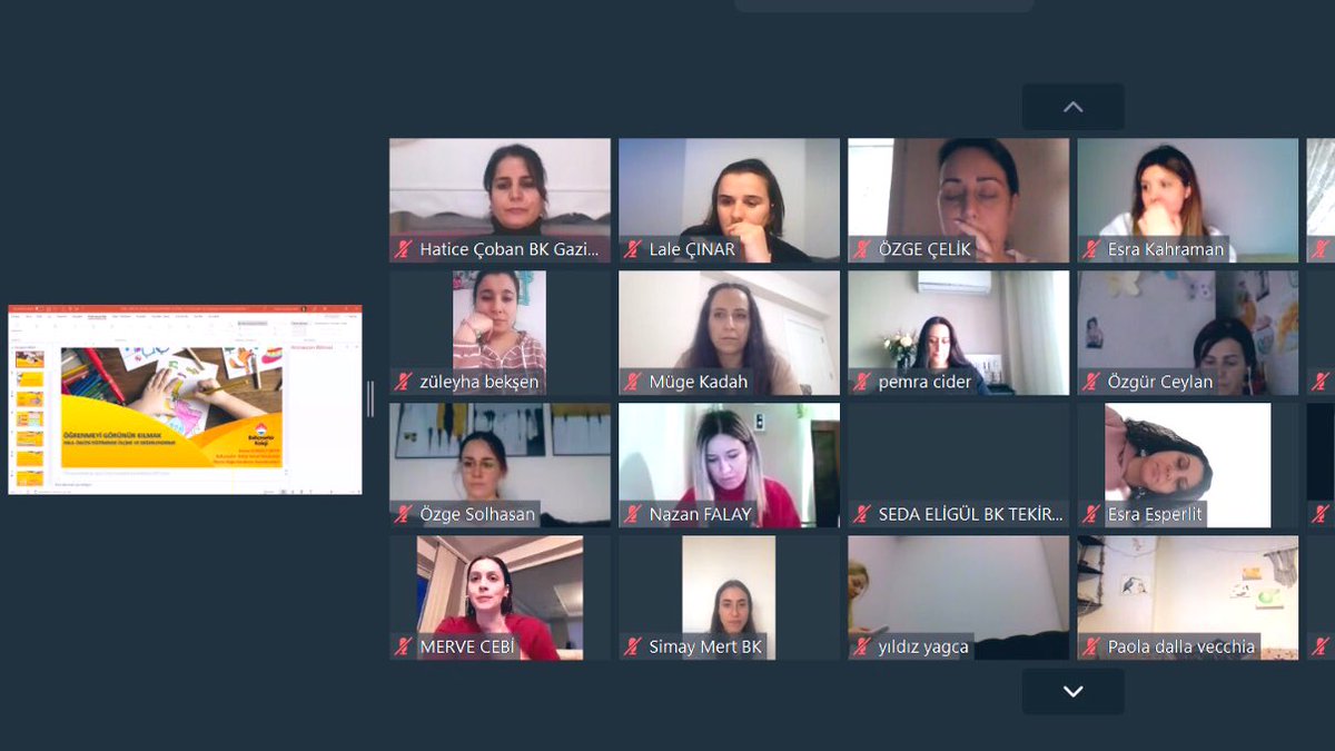tugbaozdinc's tweet photo. Bu akşam #BKokulöncesi olarak öğrenmeyi görünür kılmak için 500’ü aşkın öğretmen arkadaşımızla ölçme değerlendirme eğitiminde #deryagündüzsefer hocamızla birlikteydik. 🎈🎈🎈 https://t.co/cjvAHRDWjs