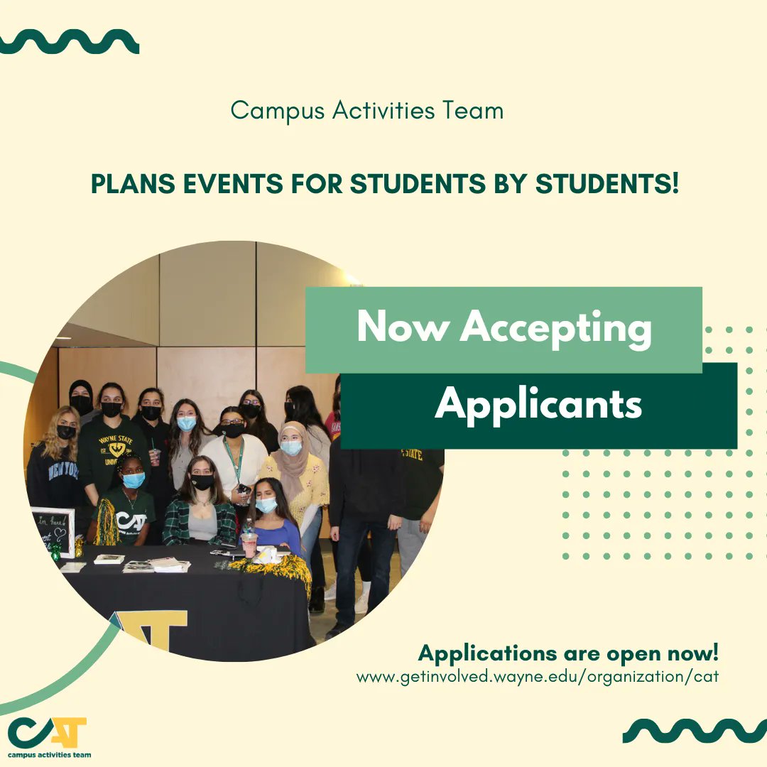 CAT_WSU's tweet photo. Reminder: CAT leadership applications are due on Mar. 23! Click here to apply: https://t.co/yUQYKo22eS https://t.co/guWXPpj4c4