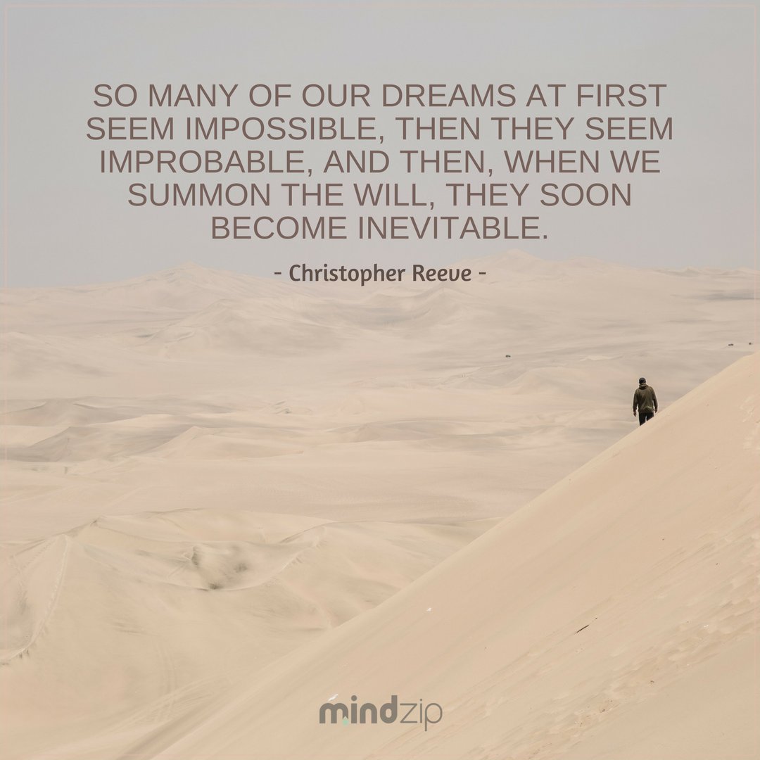 MindZipnet's tweet photo. Everything is possible when you put your will to it. Even Impossible says I-M-POSSIBLE....https://t.co/0c46DDEPpf #christopherreeve #dream #chaseyourdream #reachforthestars #motivational #inspirational #goal #dedication #success #instaquote #quote #MindZip #CitaPix https://t.co/R9ucQmq9T1
