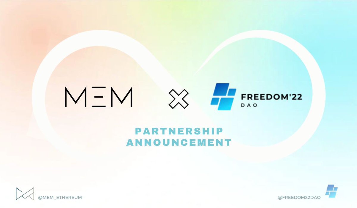 Freedom22DAO's tweet photo. We are proud to announce another partnership with @MeM_Ethereum .  

Our Fiat-to-Freedom on-ramp will allow users to purchase $FREE and $MeM with the mere click of a bottom, soon to be found on the https://t.co/aCcuvf7OkG website shortly. https://t.co/RLlohR6xrj