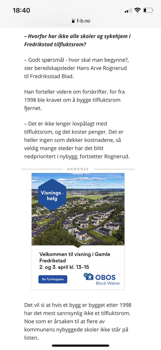 elophaug's tweet photo. @kjetilba Var ikke bare velgerne som trodde på glasnost. Fra 1998 var det ikke lenger lovpålagt å bygge tilfluktsrom. Da ble det heller ikke prioritert, selv om man rev gamle. (Fra Fredriksstad Blad) https://t.co/49iGfdgd4b