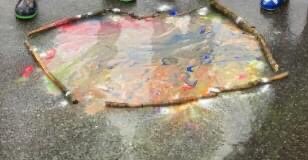 HenleyPrimary's tweet photo. Last week, Nursery and Reception learnt about the celebration of Holi.
At Welly Wednesday, they used sticks as frames then used paint to make pictures!
They loved exploring the mixing of colours and then watching some of them disappear down the drain! https://t.co/E5OnCjFUWd