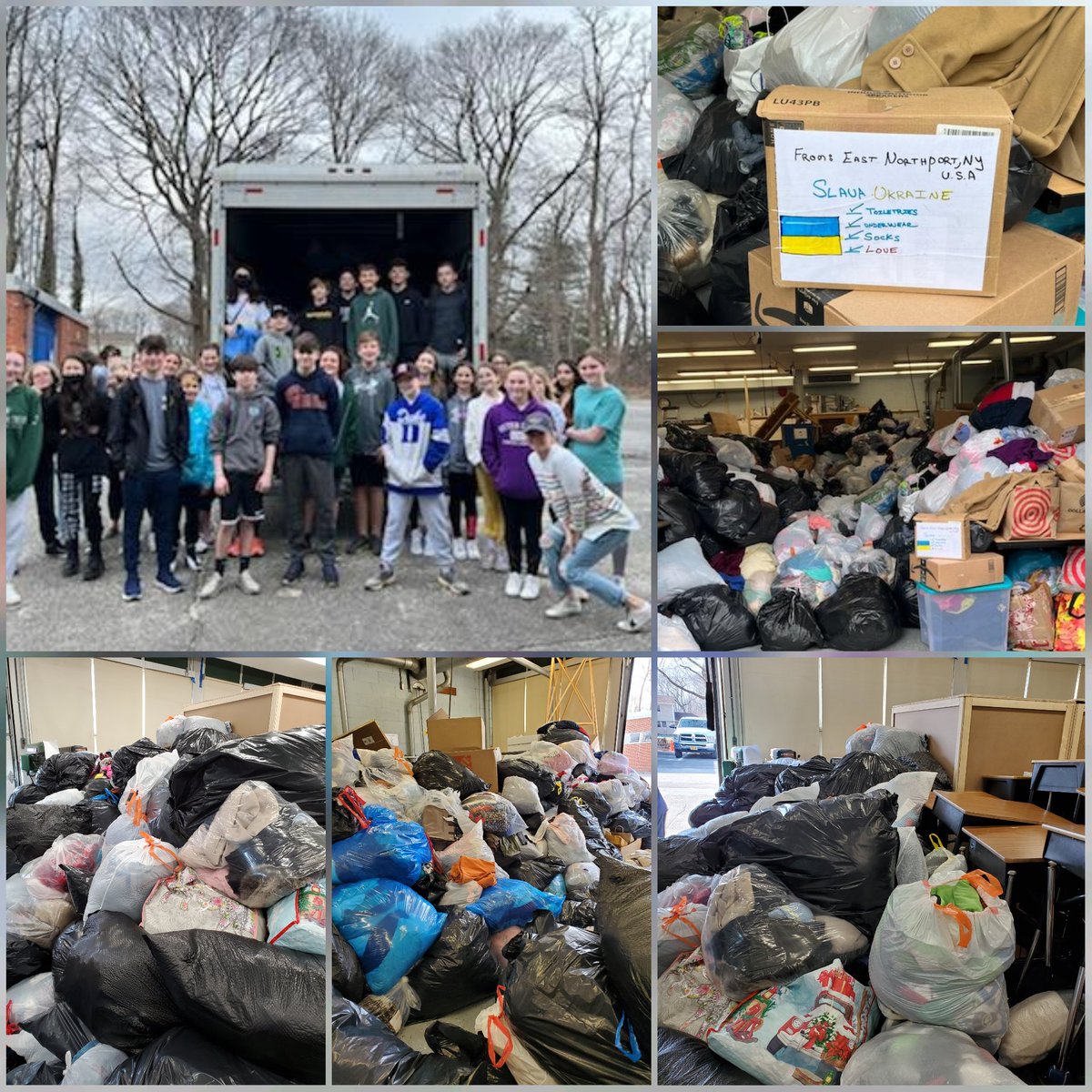 Thank you to everyone who contributed to our clothing drive for the Ukraine.  Thank you to our volunteers from NMS Community Service Club and NMS Ambassadors for loading the truck! #NMSSTRONG