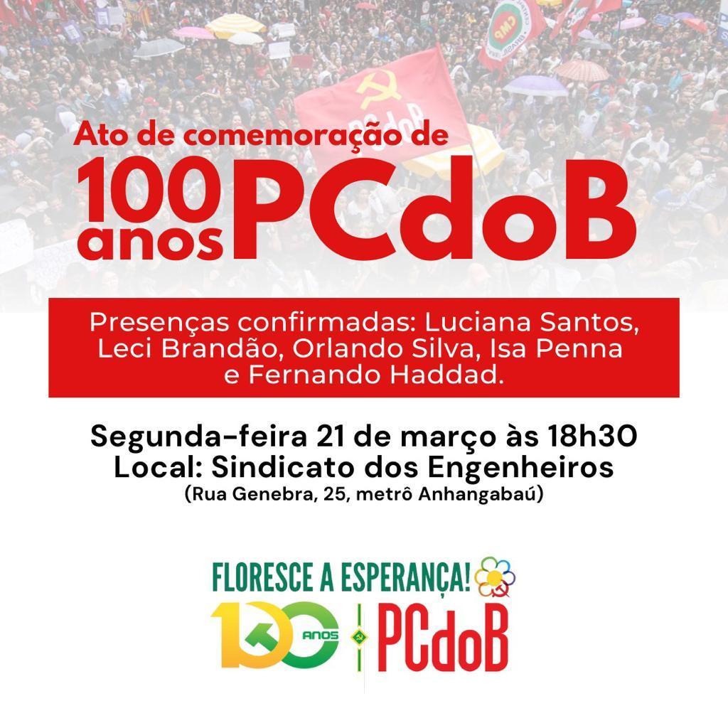 RozinadeJesus's tweet photo. Participe de nosso ato de 100 anos do PCdoB. Você é nosso convidado.

#pcdob100anos
#pcdob100anosderesistencia https://t.co/RxyvQqdVmm