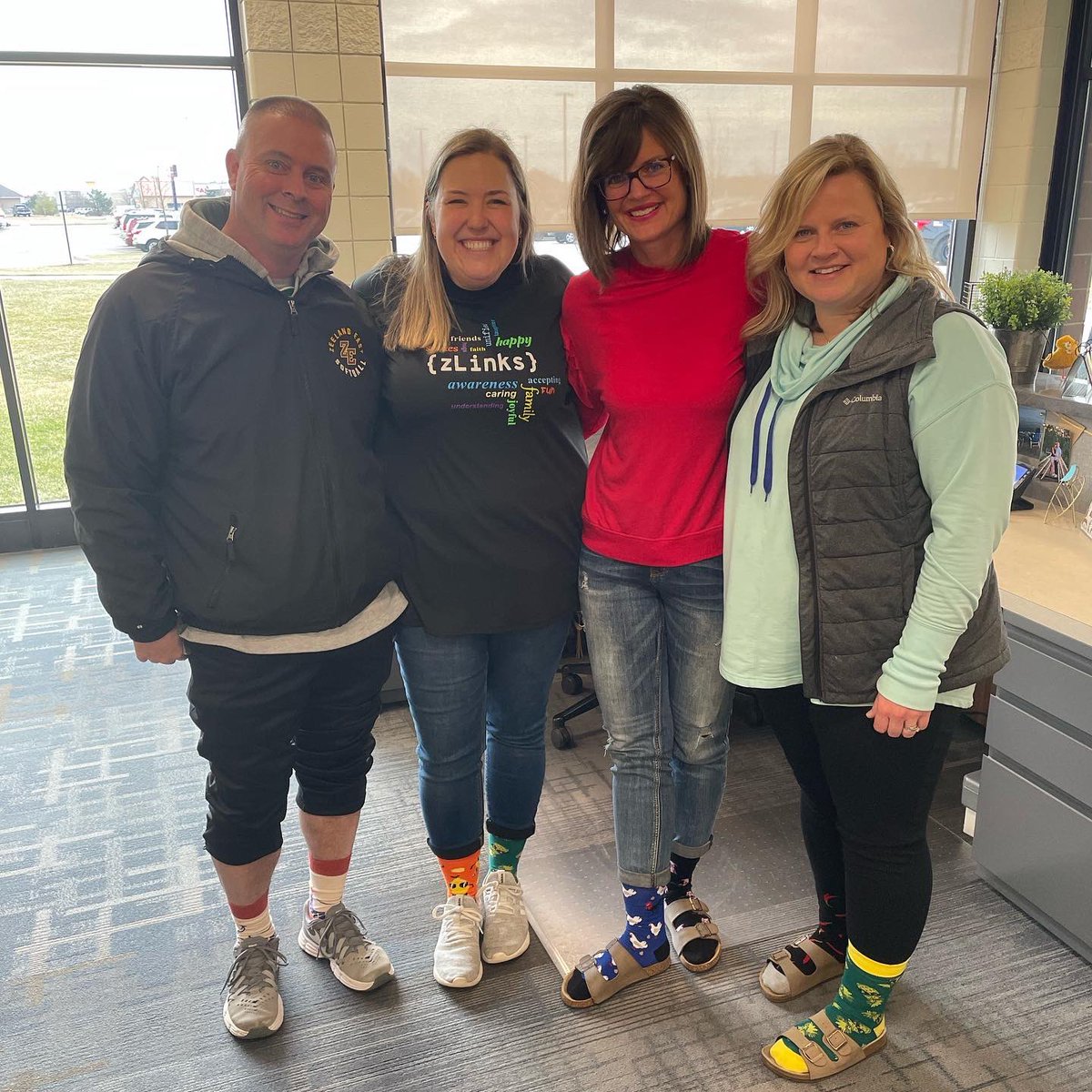 zeelandlinks's tweet photo. It is officially Unified Week at Zeeland and we would like to highlight some important topics this week. Today’s idea is awareness. We would like to demonstrate this topic is by celebrating World Down Syndrome Day! Here are some pictures of students and staff rocking their socks! https://t.co/rxUKpsTfLn